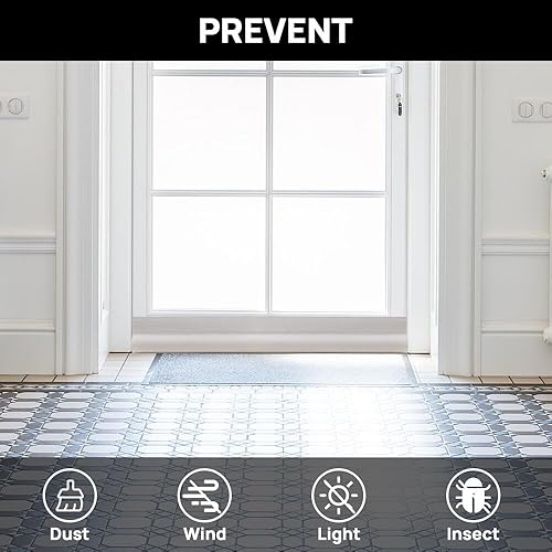 Miniatura 4 de KAKULO Paquete de 2 topes de corrientes de aire para puerta, 37 pulgadas ajustables debajo de la puerta para reducir el aire frío, bloqueador de