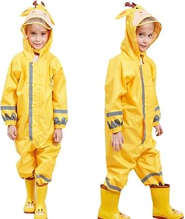 Toddler Rain Suit Baby Rain Suit with Hood Waterproof Coverall One Piece Rain Suit Kids (3-10 Years)