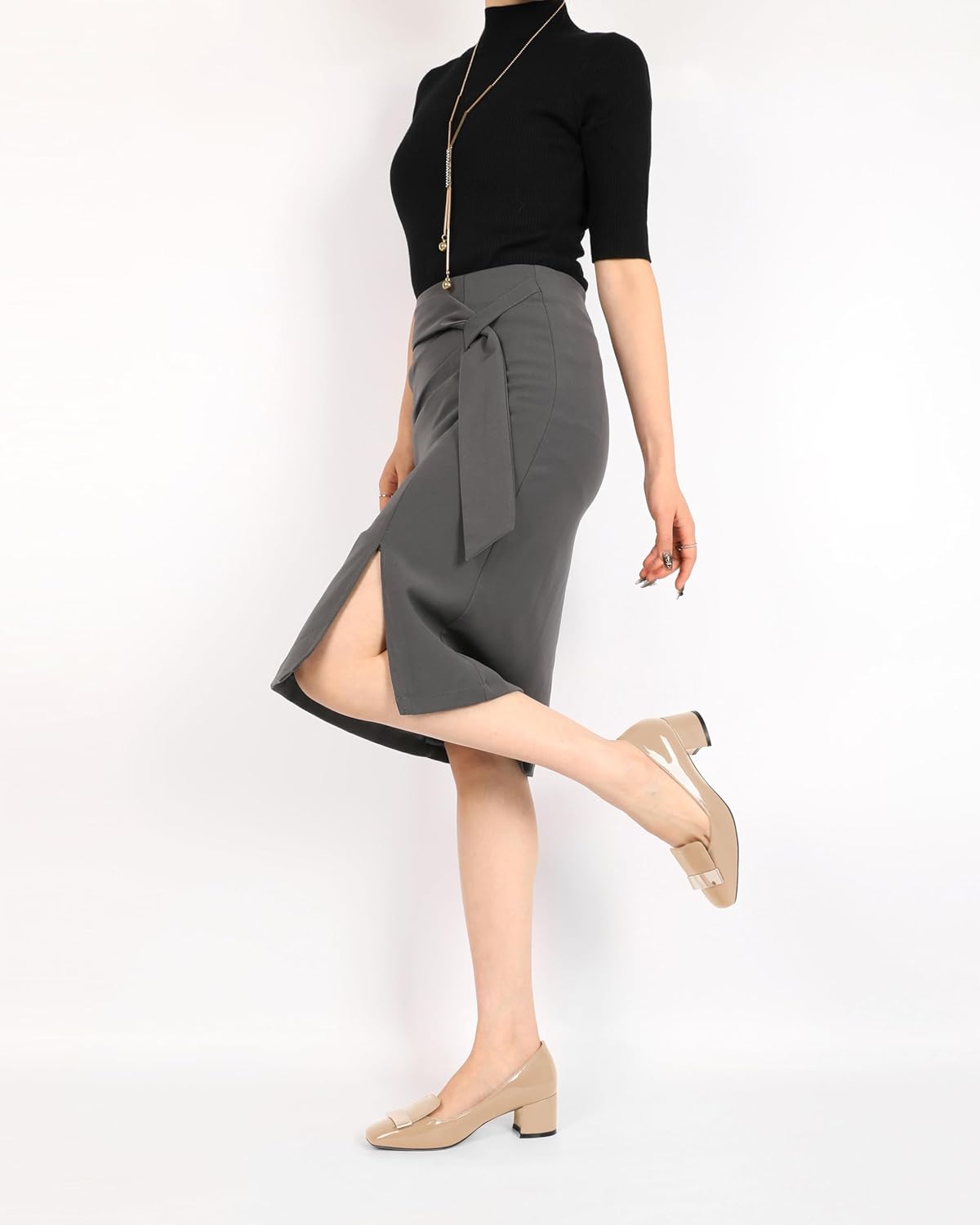 YODEKS Women's Low Block Heels Pumps Square Toe Chunky Heels Slip On 2 Inch Closed Toe Dressy Shoes - Image 5