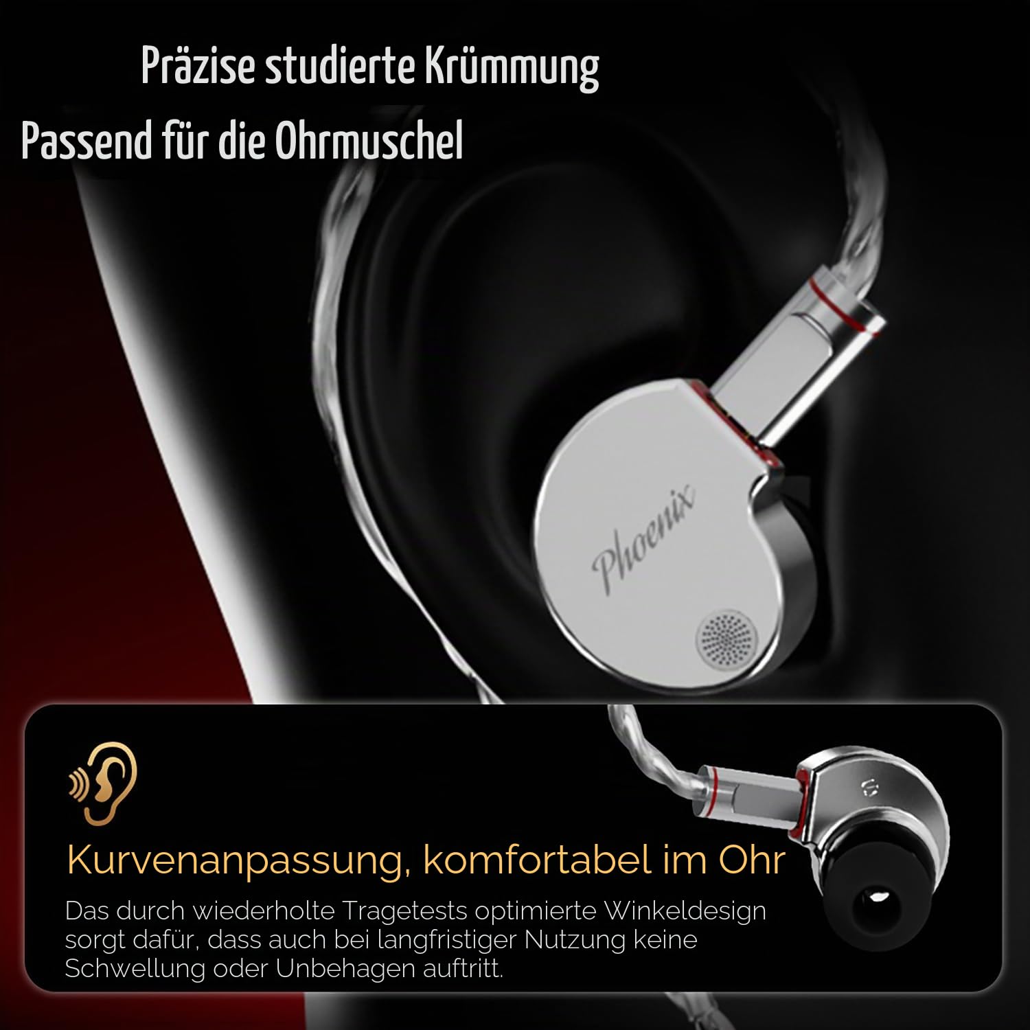 CCA Phoenix In-Ear-Monitor-Kopfhörer, Dual-Magnet-Dynamik-Treiber IEM mit klarem HiFi-Sound und tiefem Bass, professionelle Gaming-Ohrhörer aus Vollmetall für Musiker, Sänger und Audiophile (3,5