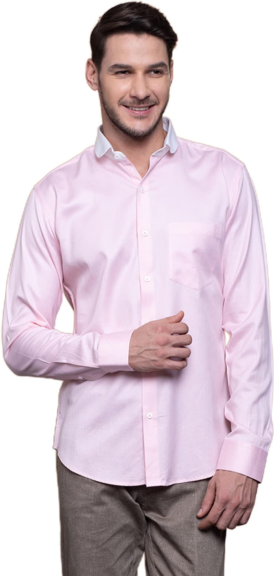 Aakaara Men's Premium Herringbone Textured Long Sleeves Slim Fit Shirt