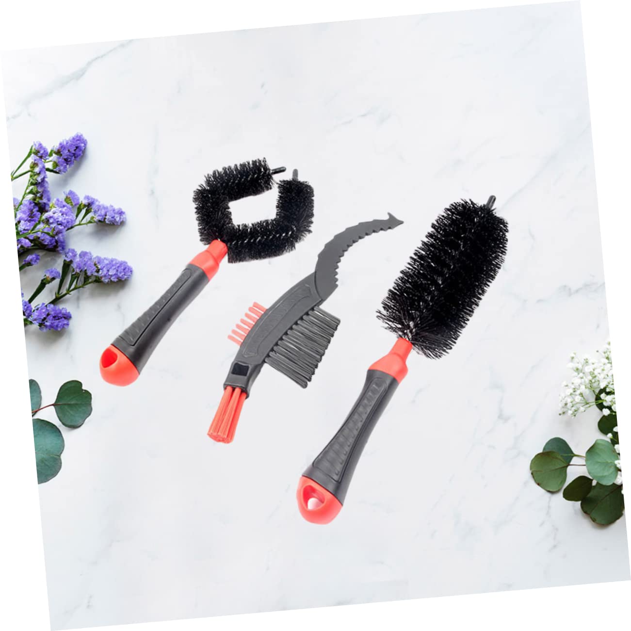 NAMOARLY Bike Chain Brush Set Creative Cleaning Brush Kit for Bicycles Ergonomic Design Compact Lightweight and Easy to Carry for Bike Maintenance Red