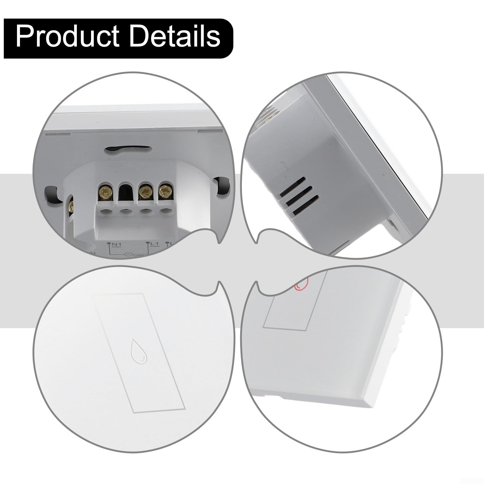 Wifi Power Monitor for Tuya Smart Water Heater Boiler Switch, Energy Reports, Backlight Option (White)