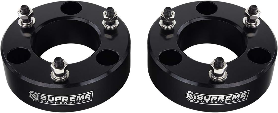 Supreme Suspensions - 2.5" Front Leveling Kit for 2004-2024 Nissan Titan, 2004-2015 Nissan Armada 2WD 4WD T6 Billet Aluminum Strut Spacers (Black) - Mystery Box Included with Purchase