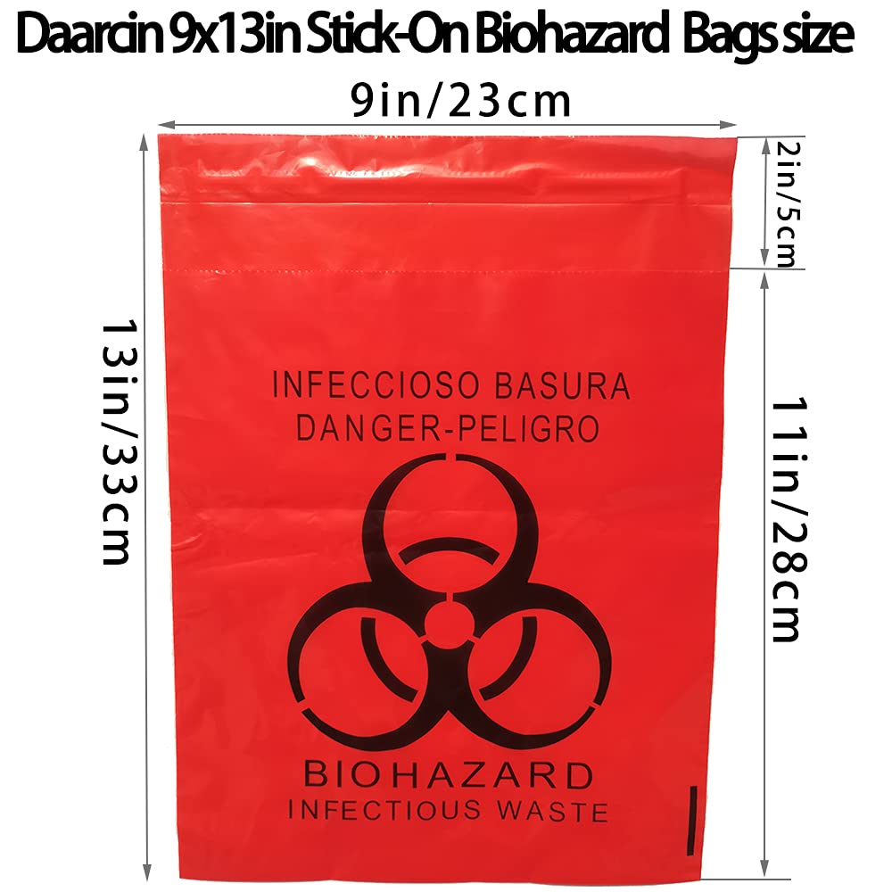 100 bolsas de basura rojas infecciosas de riesgo biológico de 23 x 33 cm