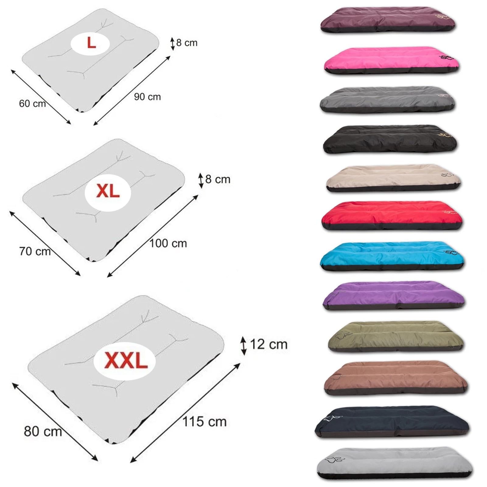 ECO Hundematratze, Hundebett für Kleine, Mittlere, Große Hunde - wetterfestes Hundekissen, kuscheliges Schaum Tierbett, Outdoor & Robustes Hundematte - 115x80x12 cm Lila