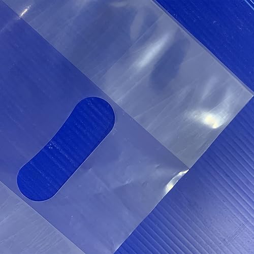 Miniatura 6 de 100 bolsas de plástico transparentes de 8 x 12 pulgadas con asas troqueladas y refuerzo, asas troqueladas de 2 mil de grosor, perfectas para