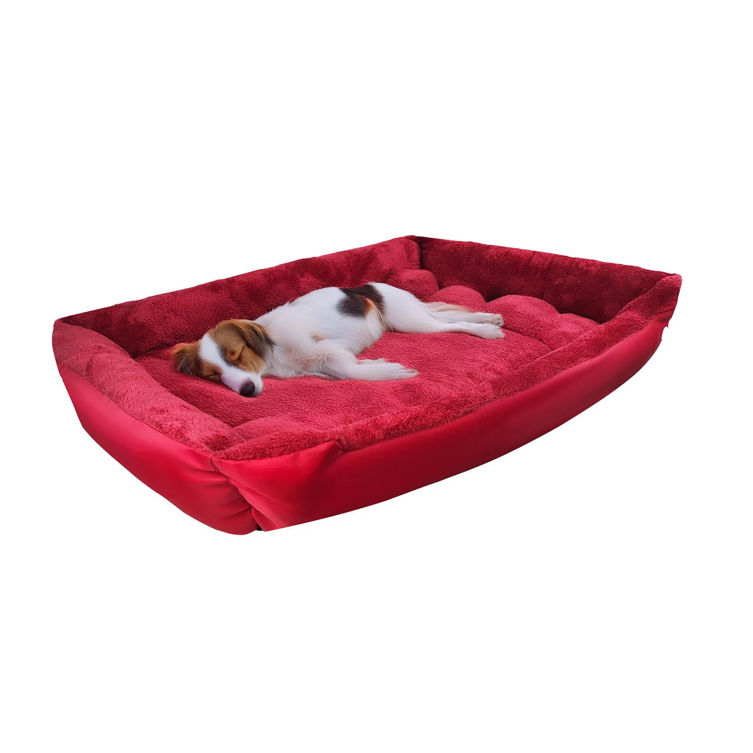 Holywarm Premium Calming Dog & Cat Bed - Soft Anti-Anxiety Pet Sofa with Non-Slip Bottom, Machine Washable for Labrador, German Shepherd, Golden Retriever, Teddy, and More (Wine red, L)