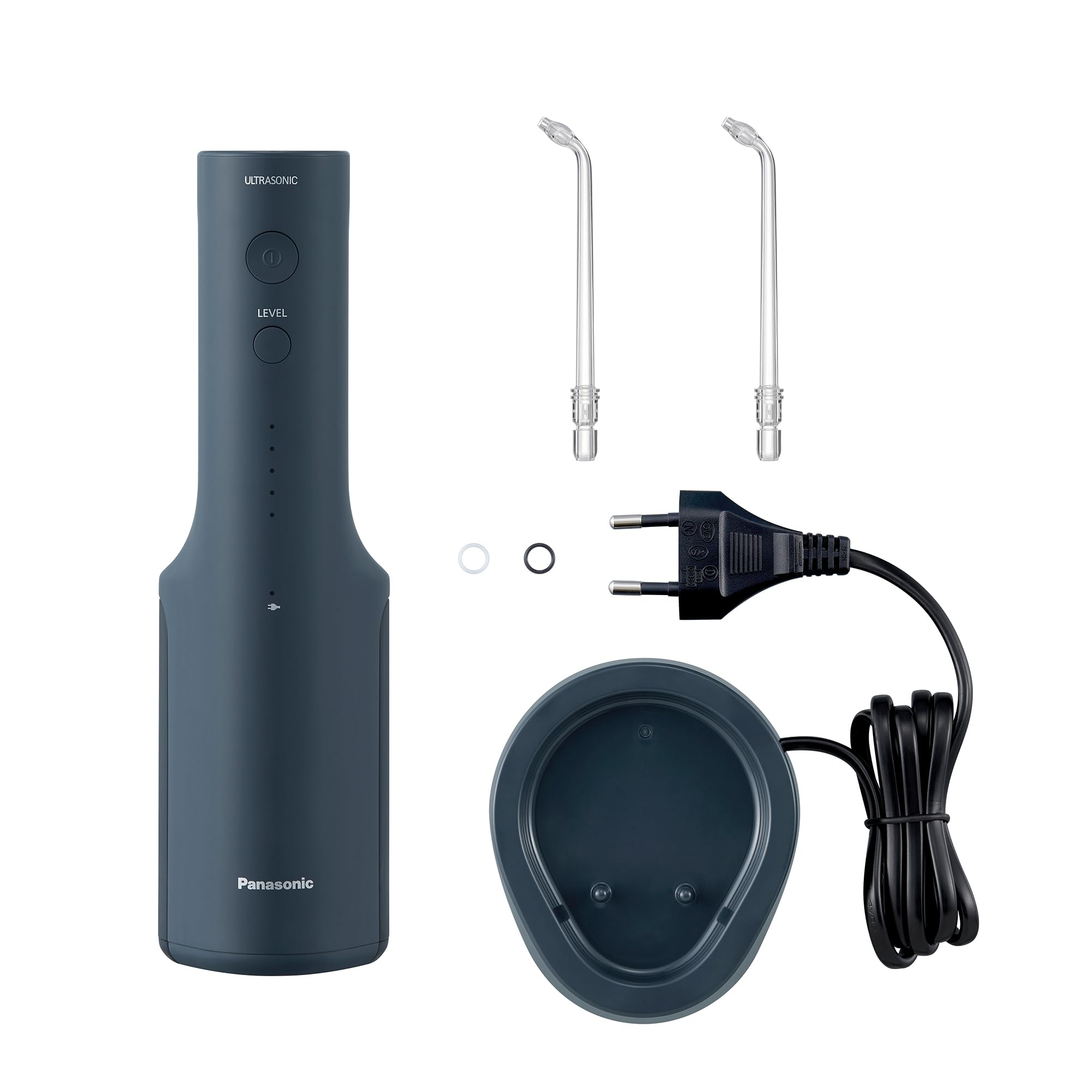 Panasonic Serie 600 Irrigador Bucal Ultrasónico EW-DJ66-A303, Irrigador Bucal para Dientes, 200 ml, IPX7, 2 Boquillas Ultrasónicas, 5 Presiónes, Accesorio de Viaje, Azul Marino