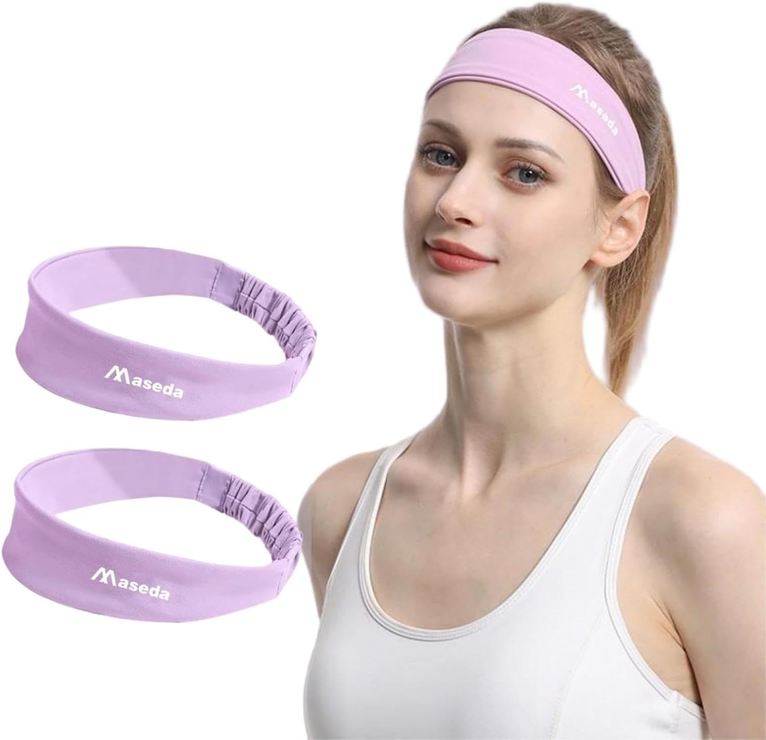 2PACK Sweat-Wicking Running Gym Yoga,Sweatbands Athletic Headbands