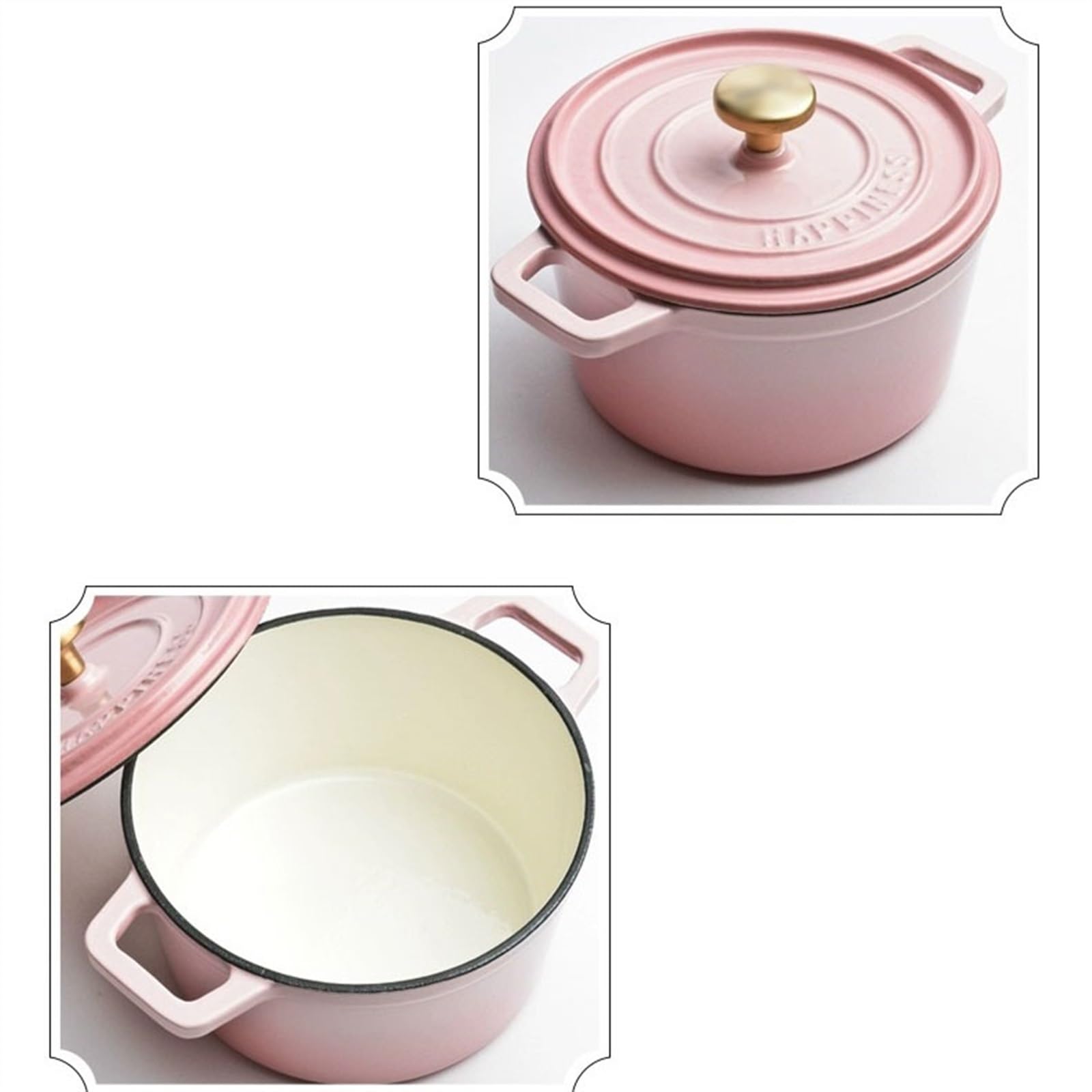 Cacerola poco profunda con tapa, cacerola de hierro fundido, cazuelas, olla esmaltada, olla for cocinar estofado, olla de hierro fundido de gran capacidad de 3,2 l for el hogar, olla for sopa