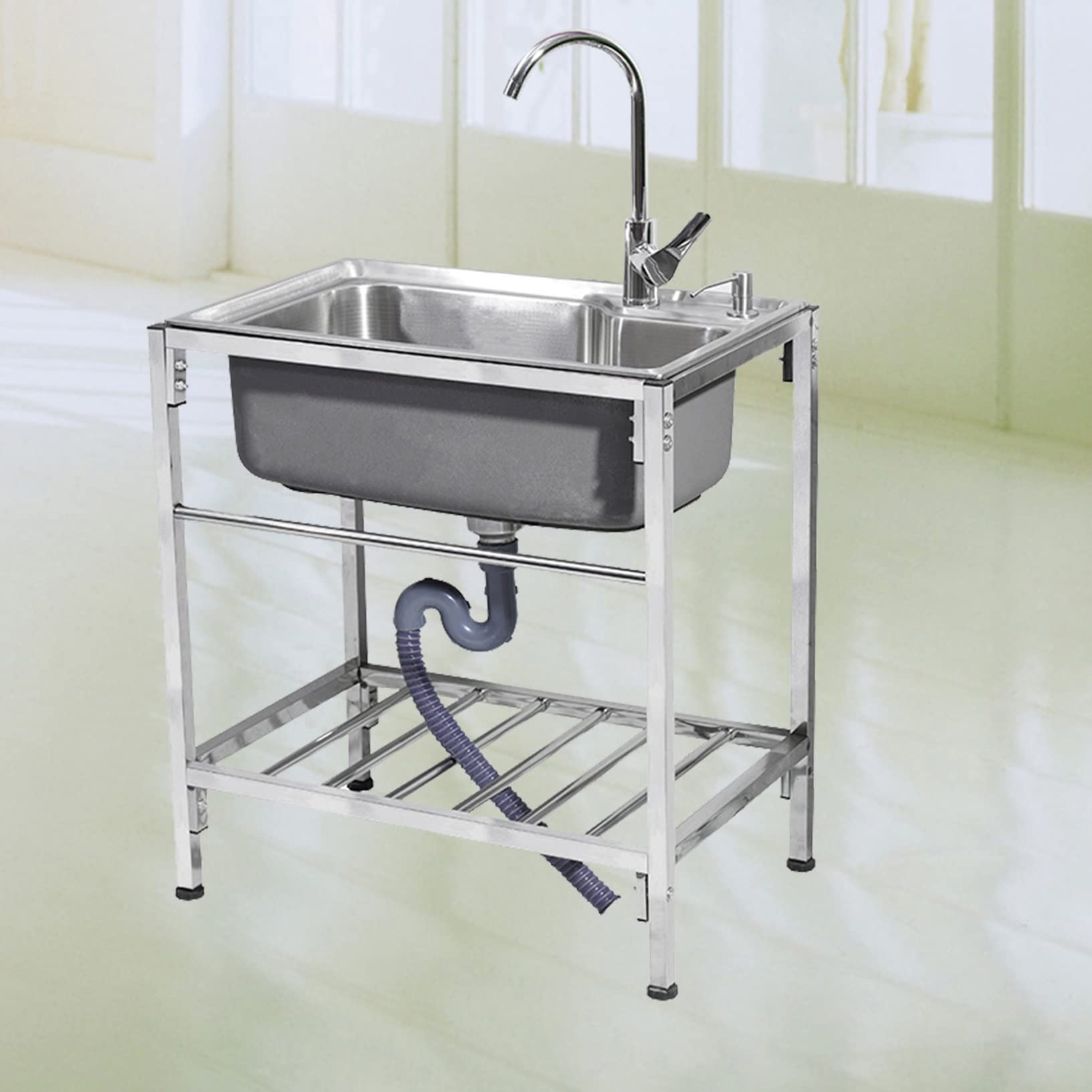 Amazon.co.jp: シンクアウトドア流し台304ステンレス製 混合水栓付き  