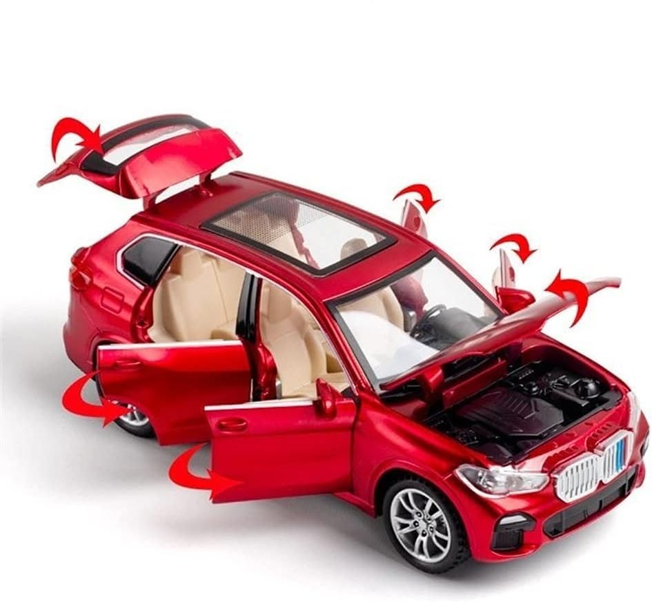 Image of PLUSPOINT Diecast X5 SUV Toy Car Scale Model,Pull Back Vehicles Alloy Simulation Supercar with Lights and Sound Also for Car Dashboard,Kids,Adult