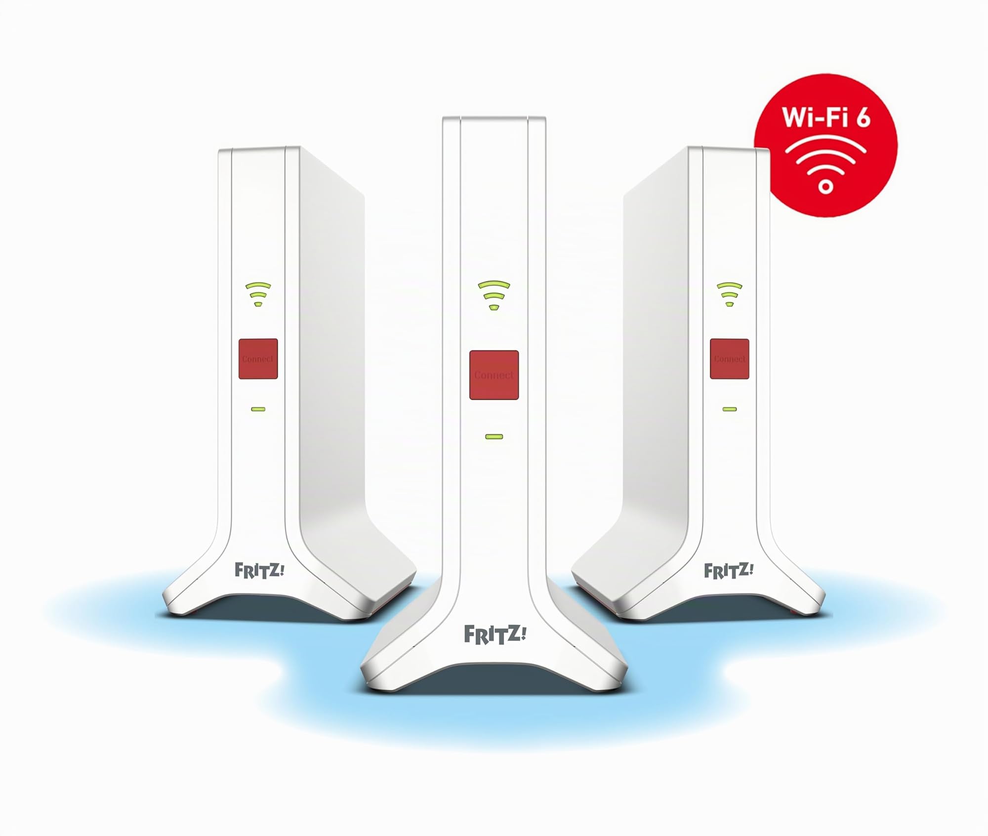 FRITZ!Mesh Set 4200 3er-Set (3x FRITZ!Repeater, ideal für Internetrouter oder Glasfasermodem (ONT), WLAN-Abdeckung für 5 - 7 Räume, Triband Wi-Fi 6 mit bis zu 4.200 MBit/s, internationale Version)