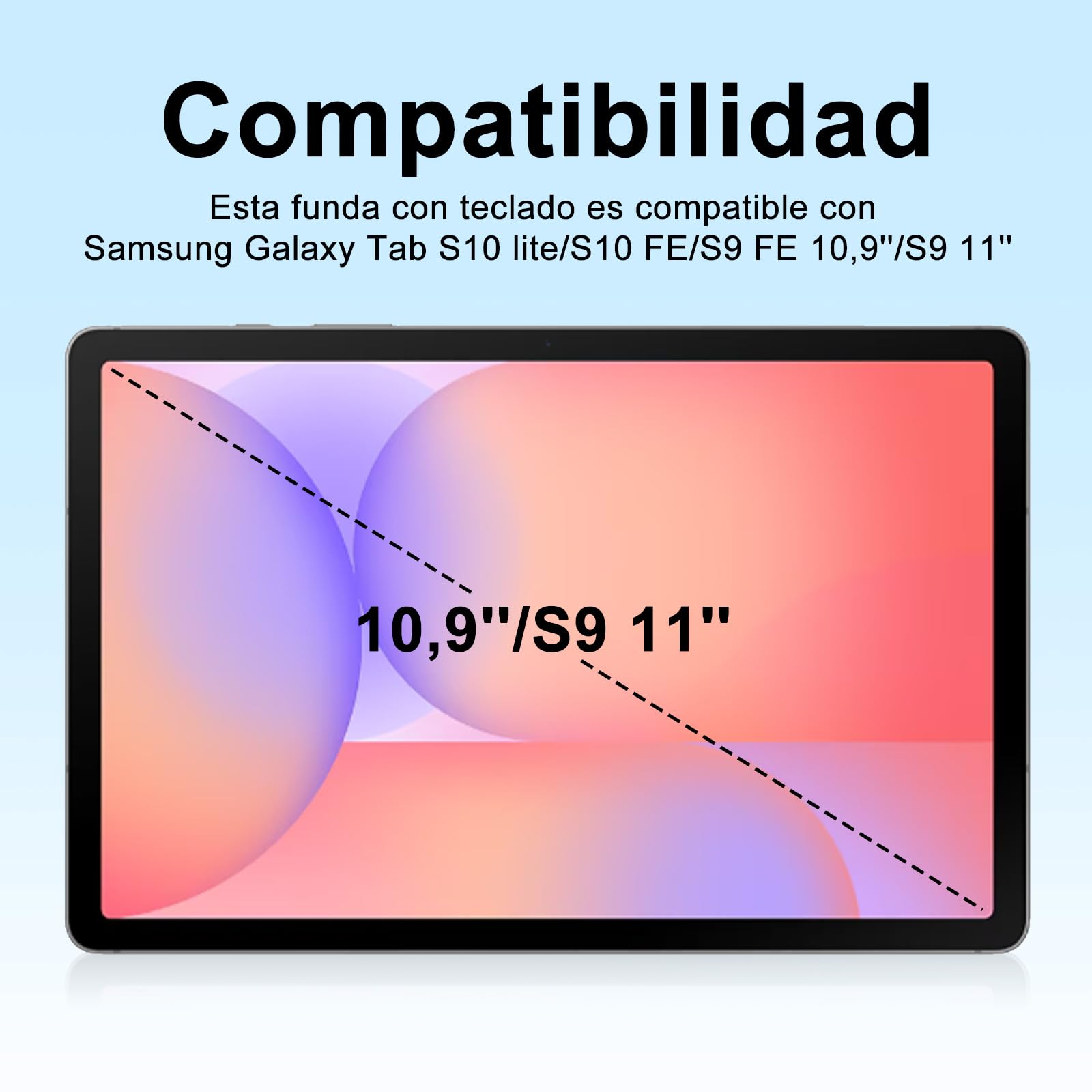 Funda Teclado para Samsung Galaxy Tab S10 lite/S10 FE/S9 FE 10,9''/S9 11''