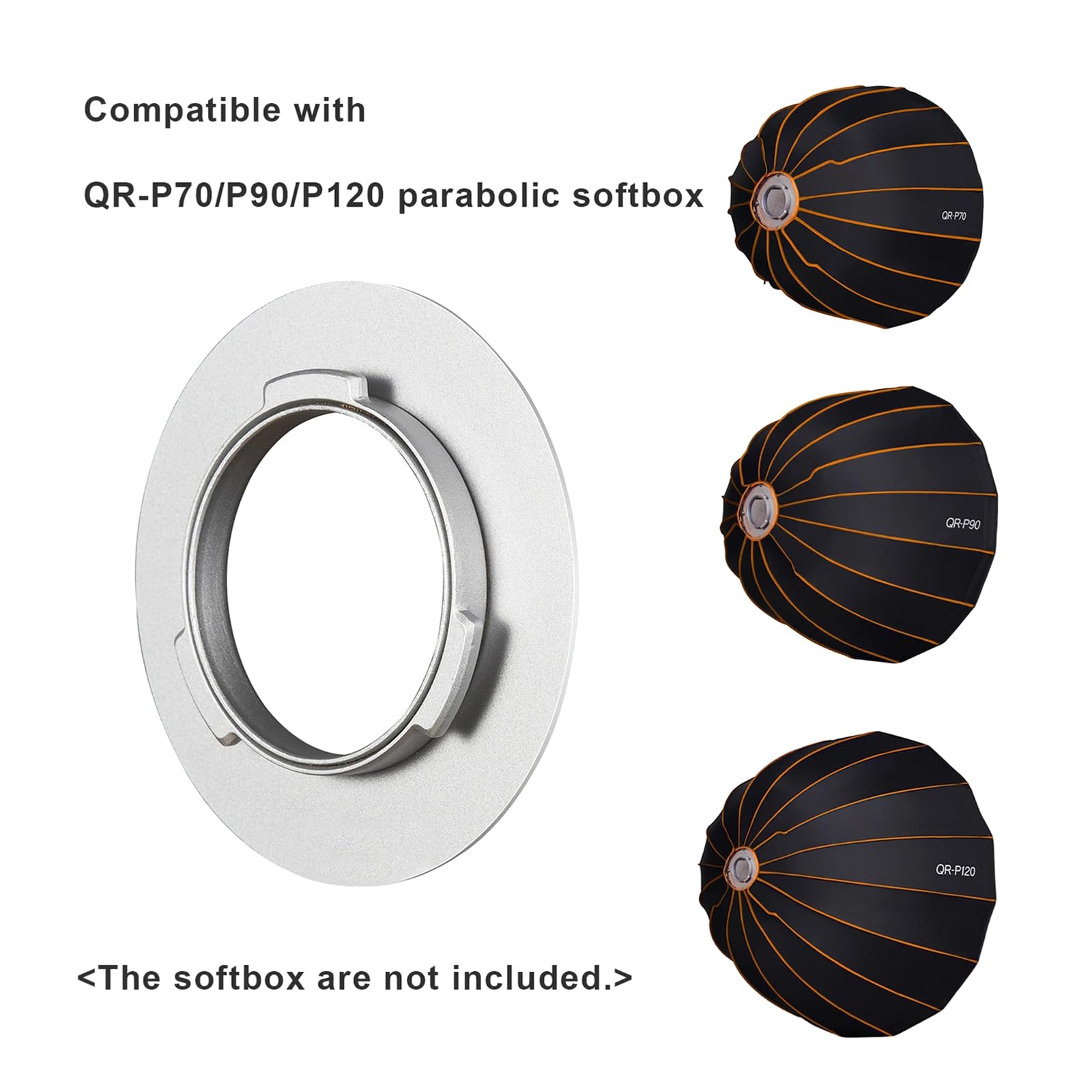 Nawwgy Sturdy Parabolic Softbox Mount Speed Rings for ML60Bi/ML60 Studio Video Lights Metal Construction User Friendly Design Adapter Ring