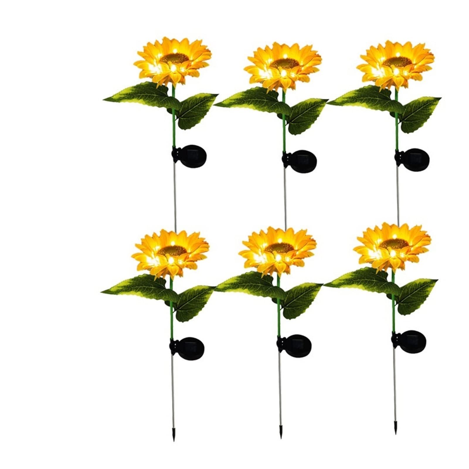 DELURA Luci solari a LED a forma di girasole Luci da giardino ricaricabili da 600 mAh Luci da esterno impermeabili for esterni for cortile di nozze (Color : 6Pcs)