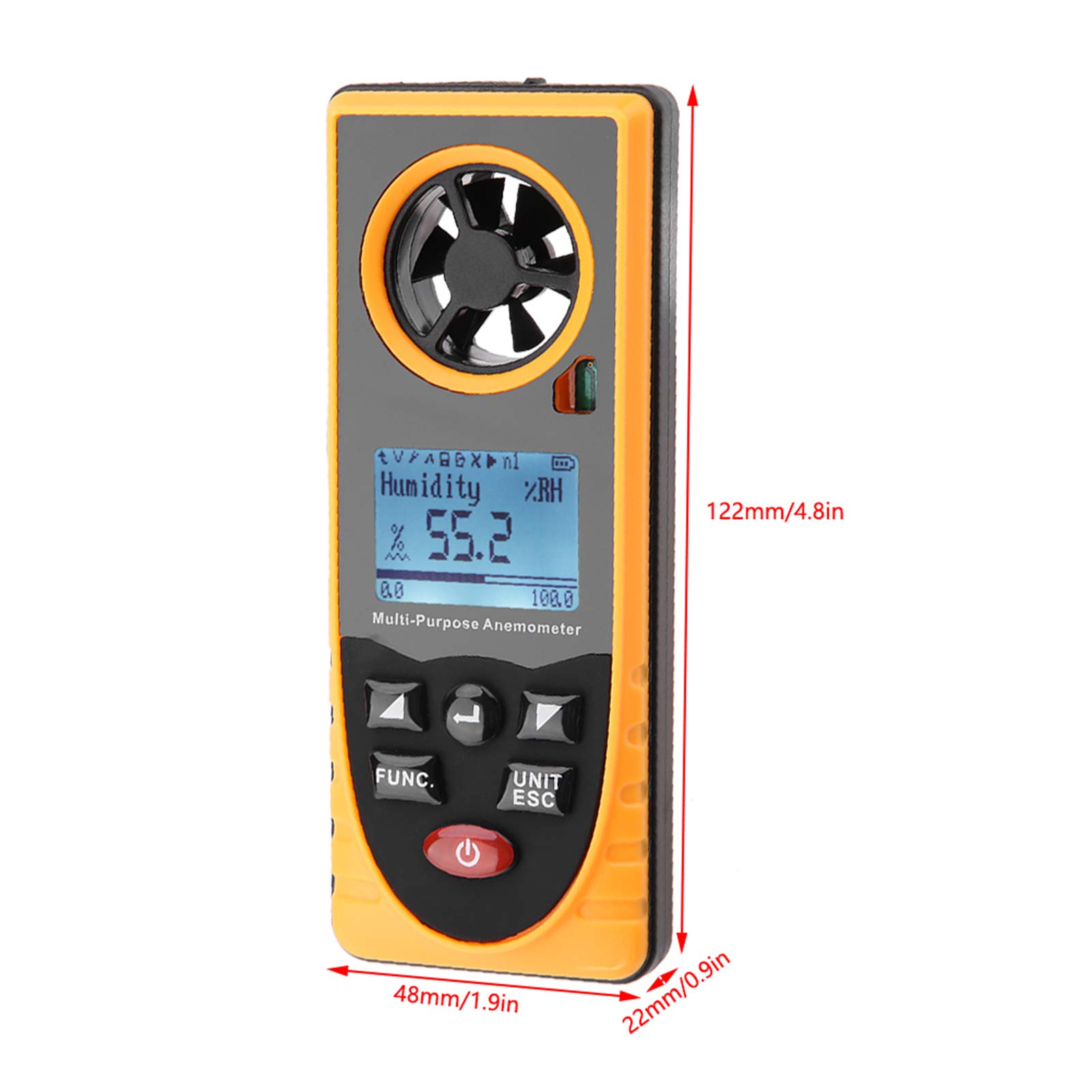 Windmesser Digital LCD Wind Speed Meter Gauge Handheld-LCD-Digital-Anemometer, Luftgeschwindigkeitstester Multifunktionaler Windtemperaturmesser Tragbares Messgerät GM8910