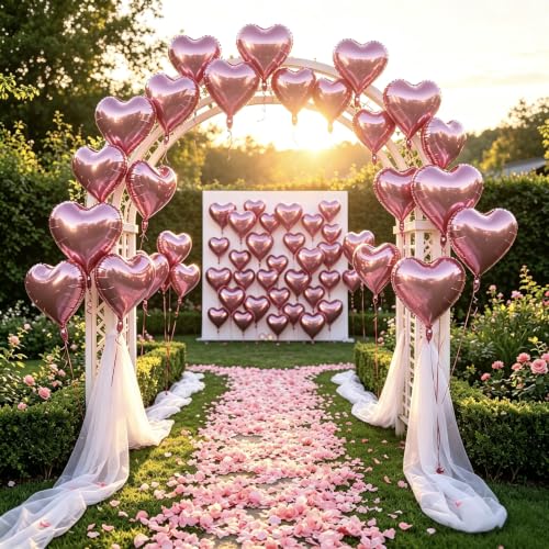 Image of 50 Pcs Pink Heart Balloons,5 Inch and 10 Inch Heart Foil Balloons Love Balloon Valentine Balloon for Birthday Party Wedding Engagement Party Baby Shower Valentine Day Decorations