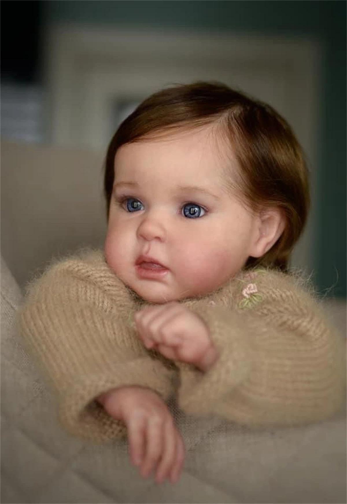 Zero pam Lebensecht Reborn Baby Mädchen Augen Offen, 50CM Realistisch Baby Puppe Mit Haaren, Lebensecht Reborn Toddler Mädchen Puppen, Lebensgroße Babypuppe Weichkörper Mit Zubehör