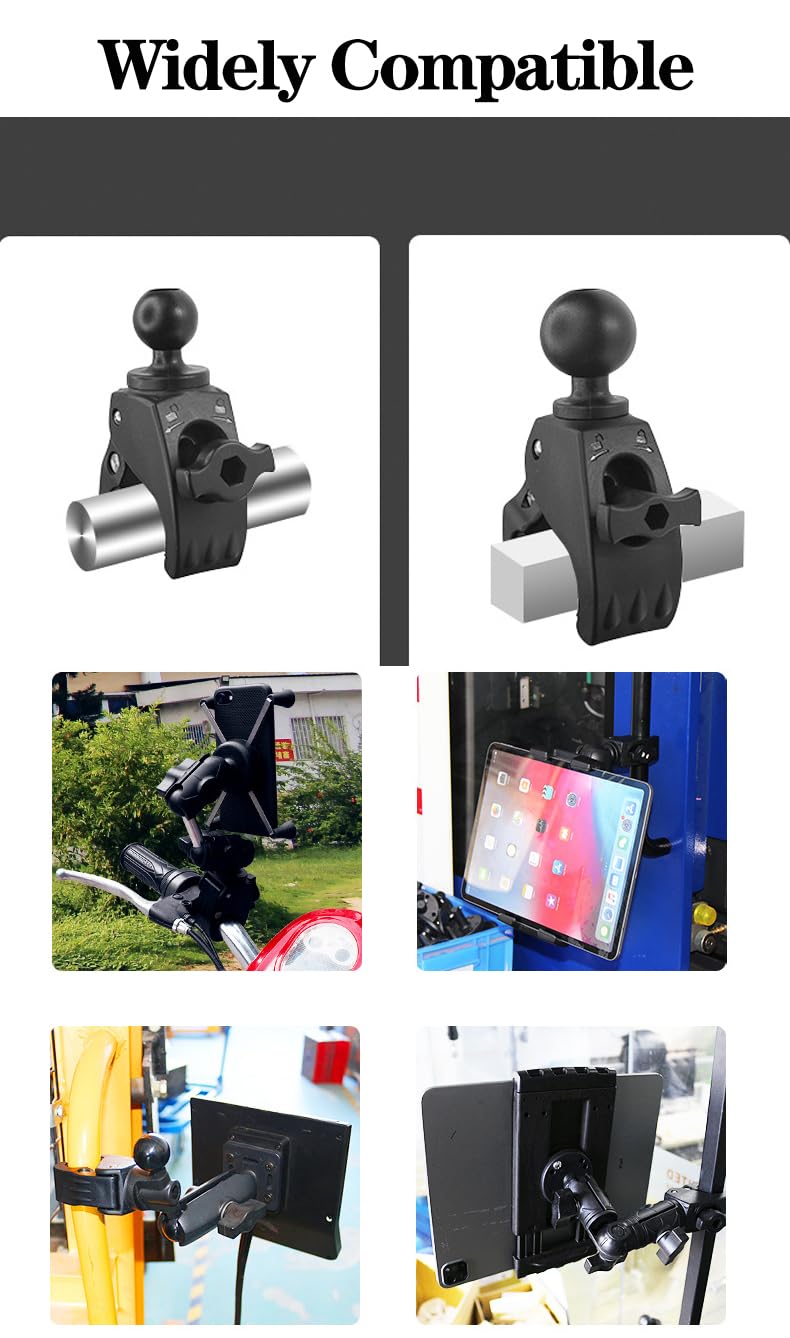 Base à Rotule 3,8 Cm (taille C) Avec Pince Large - Compatible RAM, Arkon, IBolt - Pour Montage Support Téléphone/GPS Sur Tableau De Bord - 11