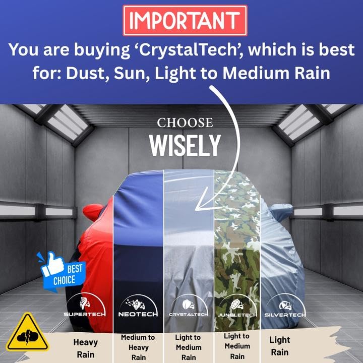 Image of NEODRIFT 'CrystalTech' Car Cover for Toyota Fortuner (Without Fender Mirror) (100% Water-Resistant, All Weather Protection, Tailored Fit) (Colour: Crystal Silver)