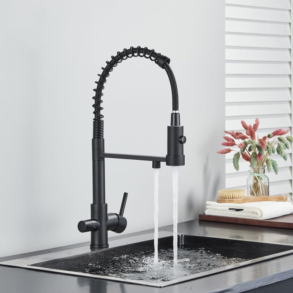 MXXQRHF Kitchen Filter Faucet Kitchen Faucets Spout Filter Faucet Mixer 360 Degree Tapware Water Purification Feature Taps,Black