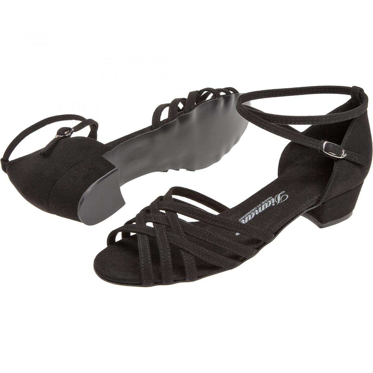 Diamant Damen Tanzschuhe/Tanzschuhe 008-035-335-V - Mikrofaser Schwarz - 2,8 cm Block Absatz - VarioSpin Sohle - Made in Germany