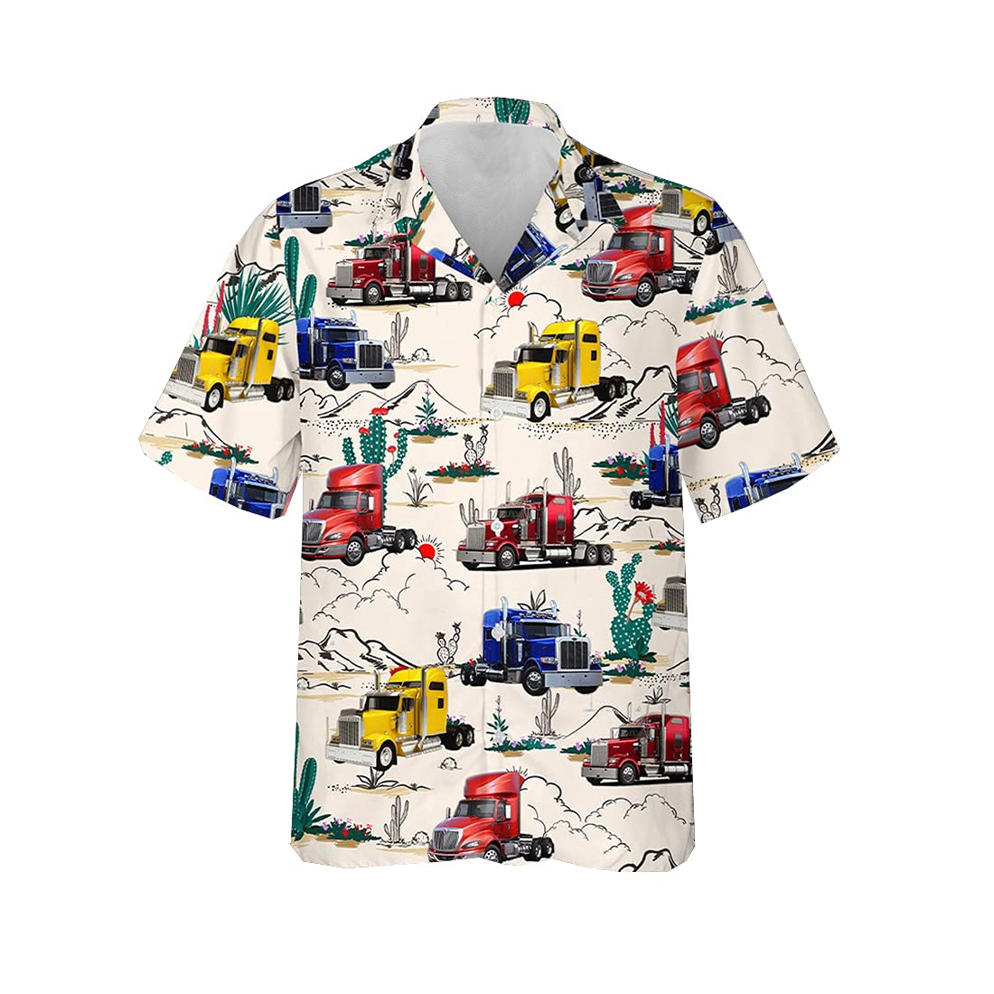 Juzgtsit Men's Semi-02 Tropical Truck Hawaiian Shirts For - Summer Truck Button Hawaiian Shirts Short Sleeve Series 181