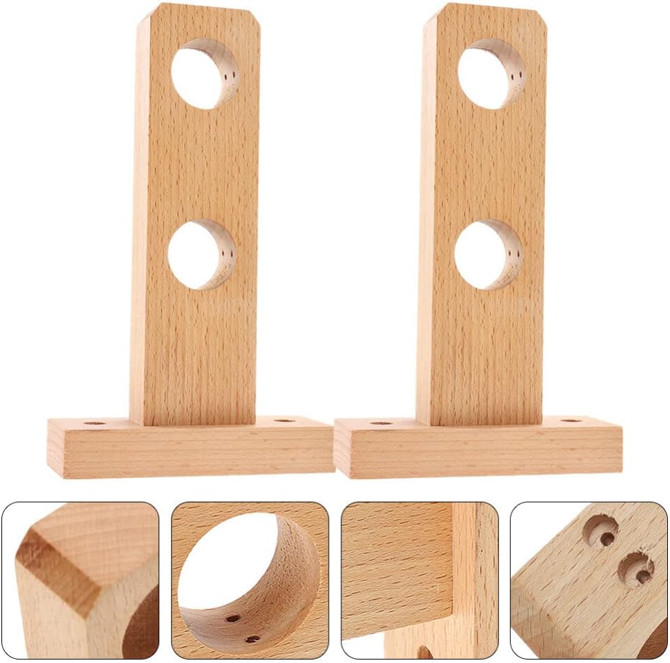 VOSAREA 2pcs Curtain Rod Bracket Towel Rack Holder Towel Holder Stand Wood Curtain Rod Hooks Curtain Rod Holders Wood Bracket Curtain Hooks for Drapes Curtain Rod Mounting Brackets