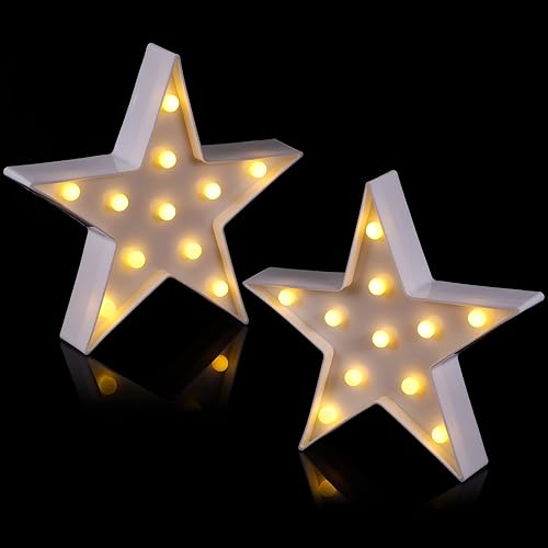 Vista 8 de Tarpop 2 luces nocturnas de plástico con forma de estrella, funciona con pilas, luz LED de marquesina, lámpara de pared para sala de cine