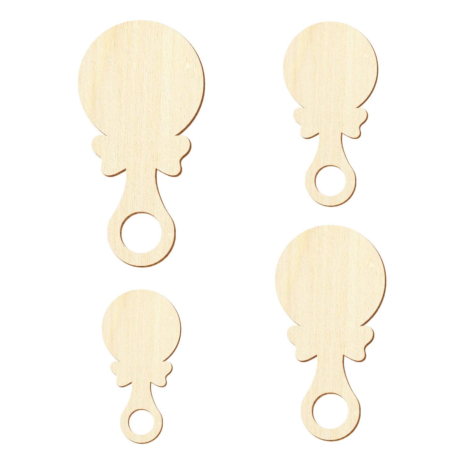 Hochet en bois pour bébé - Décoration - 3 à 50 cm - Taille : 24 cm - Lot de 100