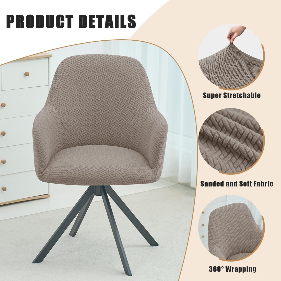 Housse Extensible Pour Chaise De Bureau - Lot De 2 Pièces, Lavable, Vert - Pour Sièges Rotatifs - 7