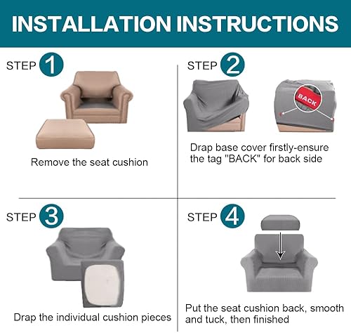 Miniatura 6 de Turquoize 2 fundas para silla, fundas para silla de sala de estar, sofá, funda de sofá con fundas de cojín individuales, fundas de muebles