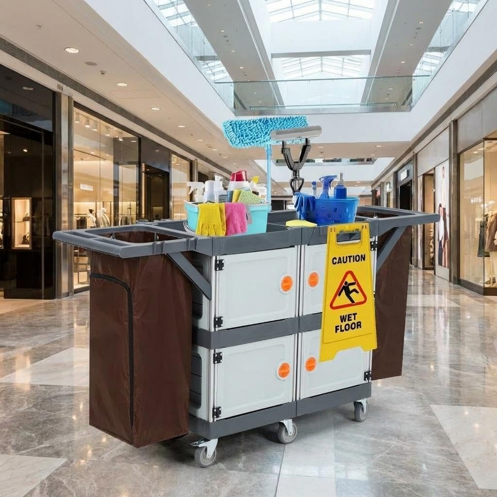 Garveelife Gewerbe Reinigungswagen Hotel Housekeeping Putzwagen mit Schrank