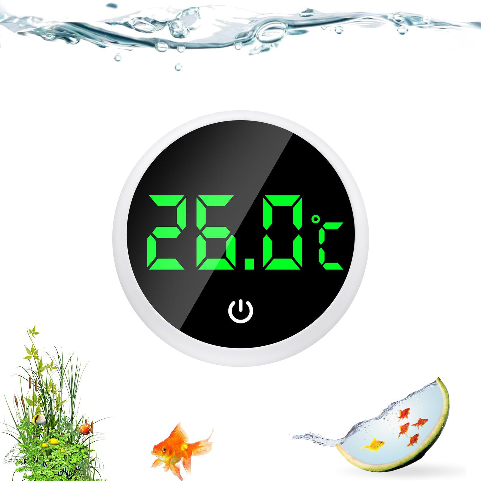 Flintronic Thermomètre d'Aquarium, Mini Thermomètre Aquarium Numérique, Affichage LED, Capteur de température haute précision, Convient aux aquariums d'eau douce et d'eau de mer