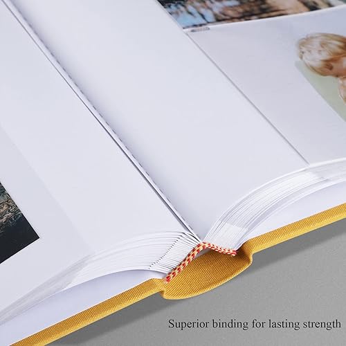 Miniatura 10 de Álbum de fotos con espacio de escritura, 50 páginas, fotos de 4 x 6 pulgadas, capacidad para 200 o 5 x 7 pulgadas, cubierta de lino, páginas sin