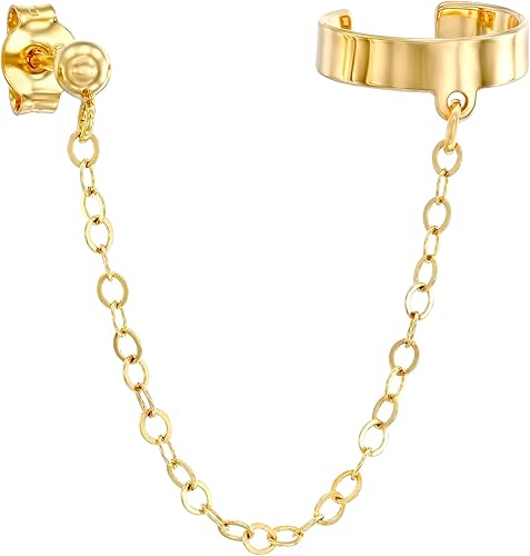 Aretes de cartílago de oreja, sin necesidad de perforación, chapado en oro de 14 quilates, chapado en 1 micrón, clip ajustable, joyería bohemia