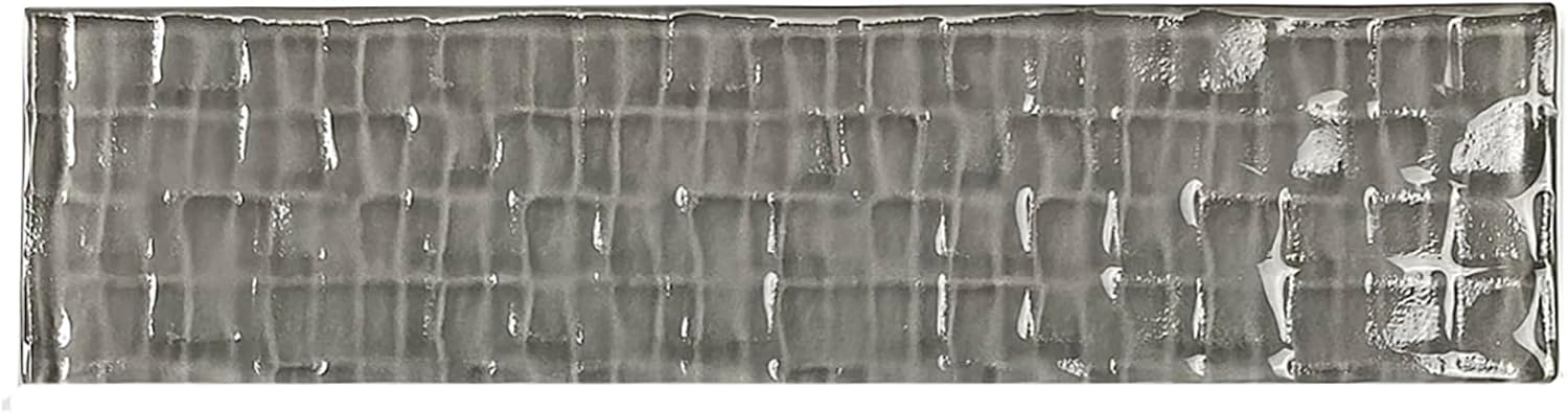 Coastal Design Styles 2 in. x 8 in. Textured Glass Subway Decorative Tile in Glossy Pebble Gray (14 sq.ft/126pcs)