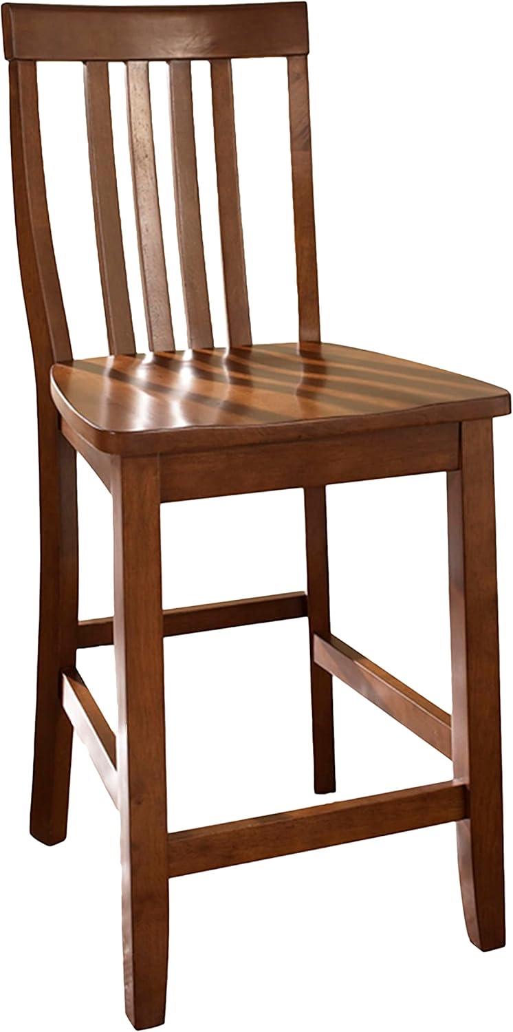Crosley Furniture Schoolhouse Bar Stool (Set of 2), 24-inch, Classic Cherry Classic Cherry 24-inch