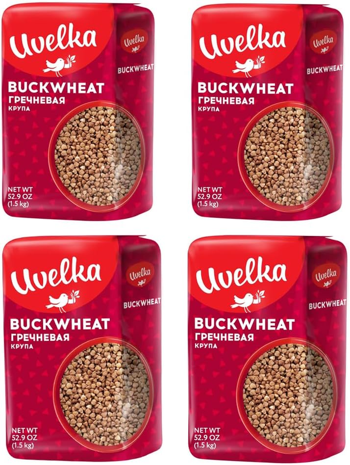 Uvelka Buckwheat Groats Extra, 1500 Gram Pack of 4