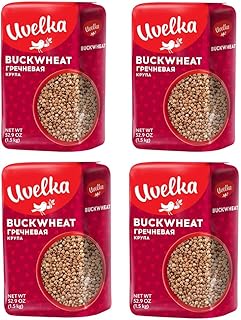 Uvelka Buckwheat Groats Extra, 1500 Gram Pack of 4