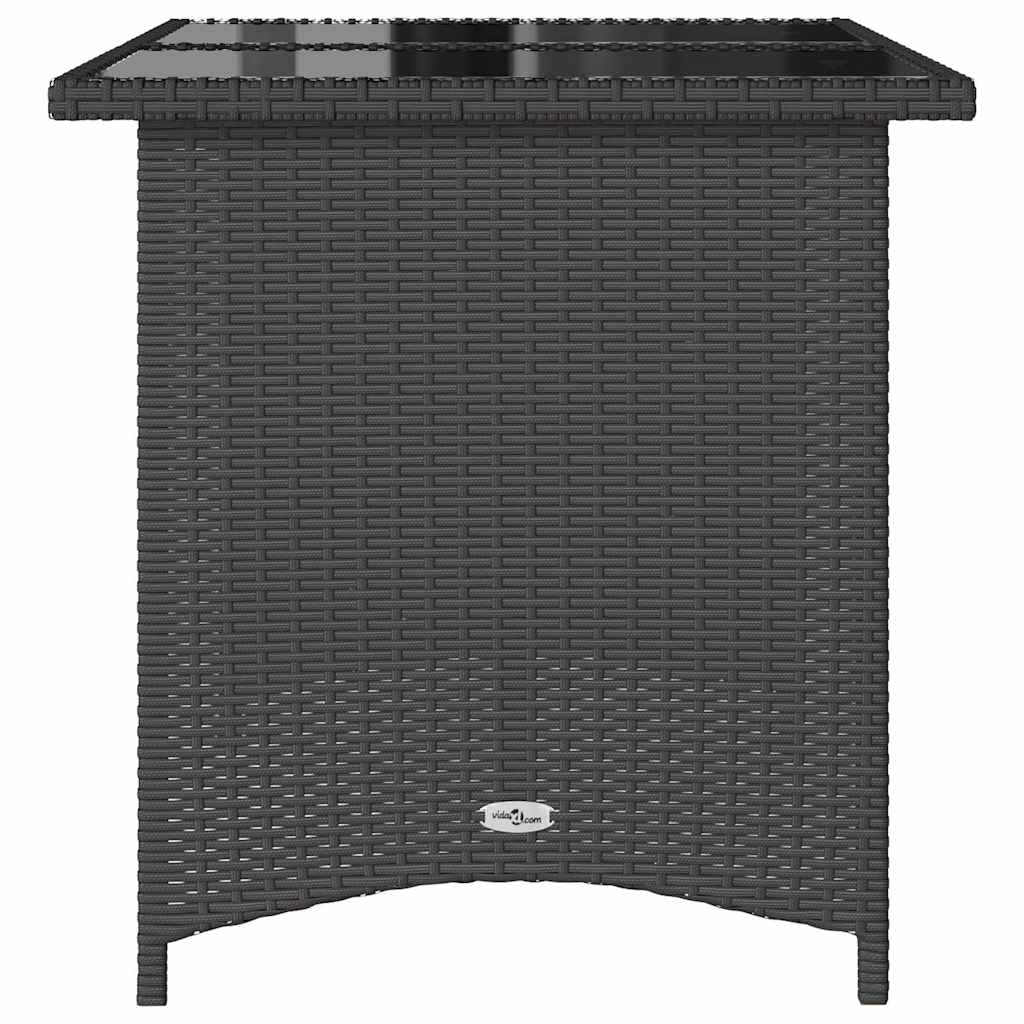 Genérico Mesa de jardín Superficie de Vidrio ratán PE Negro 110x68x70 cm, Mesas de jardín Negro,366350