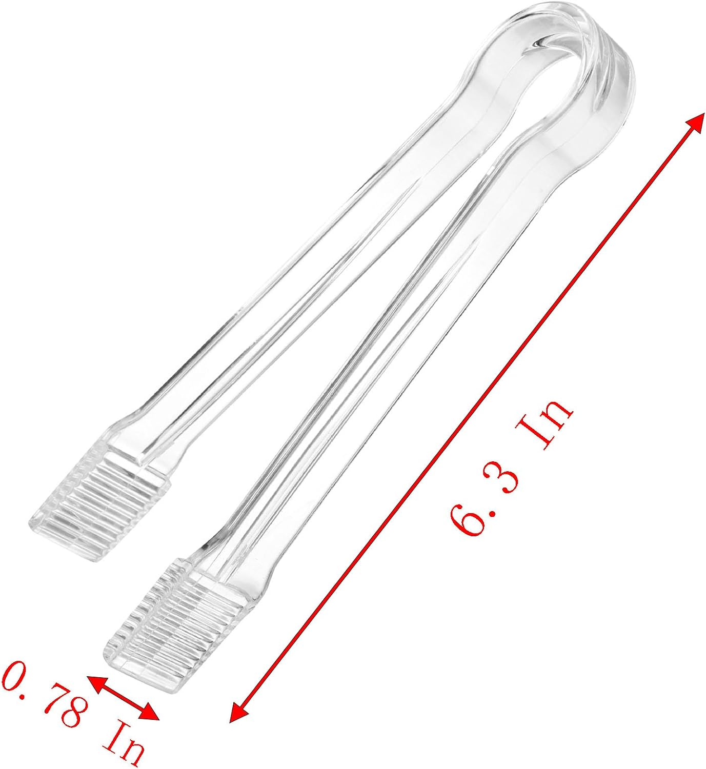 10 Pcs Ice Tongs, 6.3 Inch Transparent Plastic Sugar Cube Tongs for Bar, Desserts, Tea, Coffee Party and Appetizers (10)