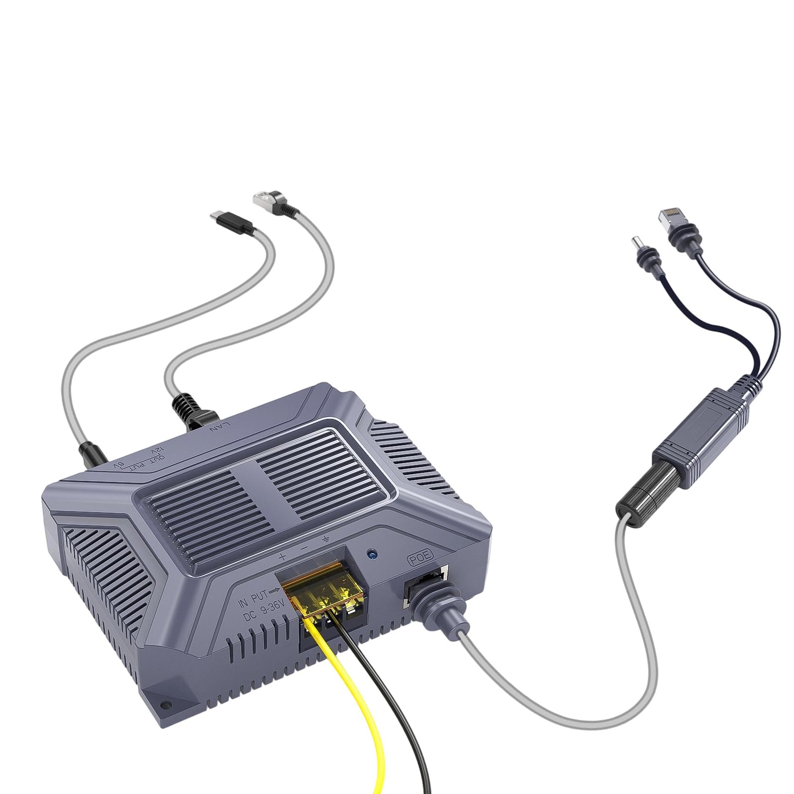 Link Miniture Antennas Injecting and Splitter Set 150W Protect DC9-36V to 48V/3A Output Ethernet Splitter Injector