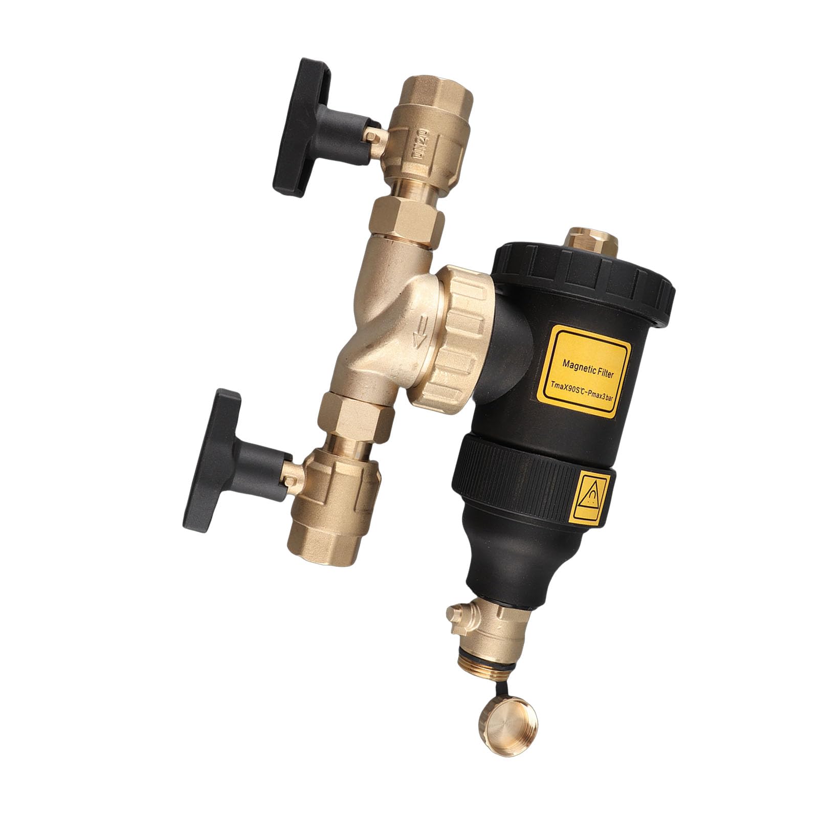 FILFEEL Caldaia Magnetica Riscaldamento a Parete in Ottone da 3/4 Pollici con Valvola di Sfiato e Scarico con Filtraggio da 5μm per Impianti di Riscaldamento Centralizzato e a Pavimento