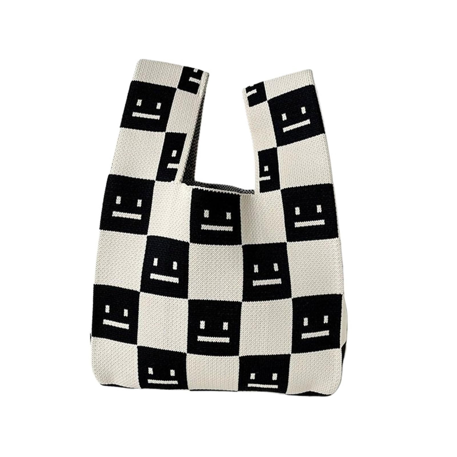Sac de poignet tricoté multicolore pour femme avec grande capacité