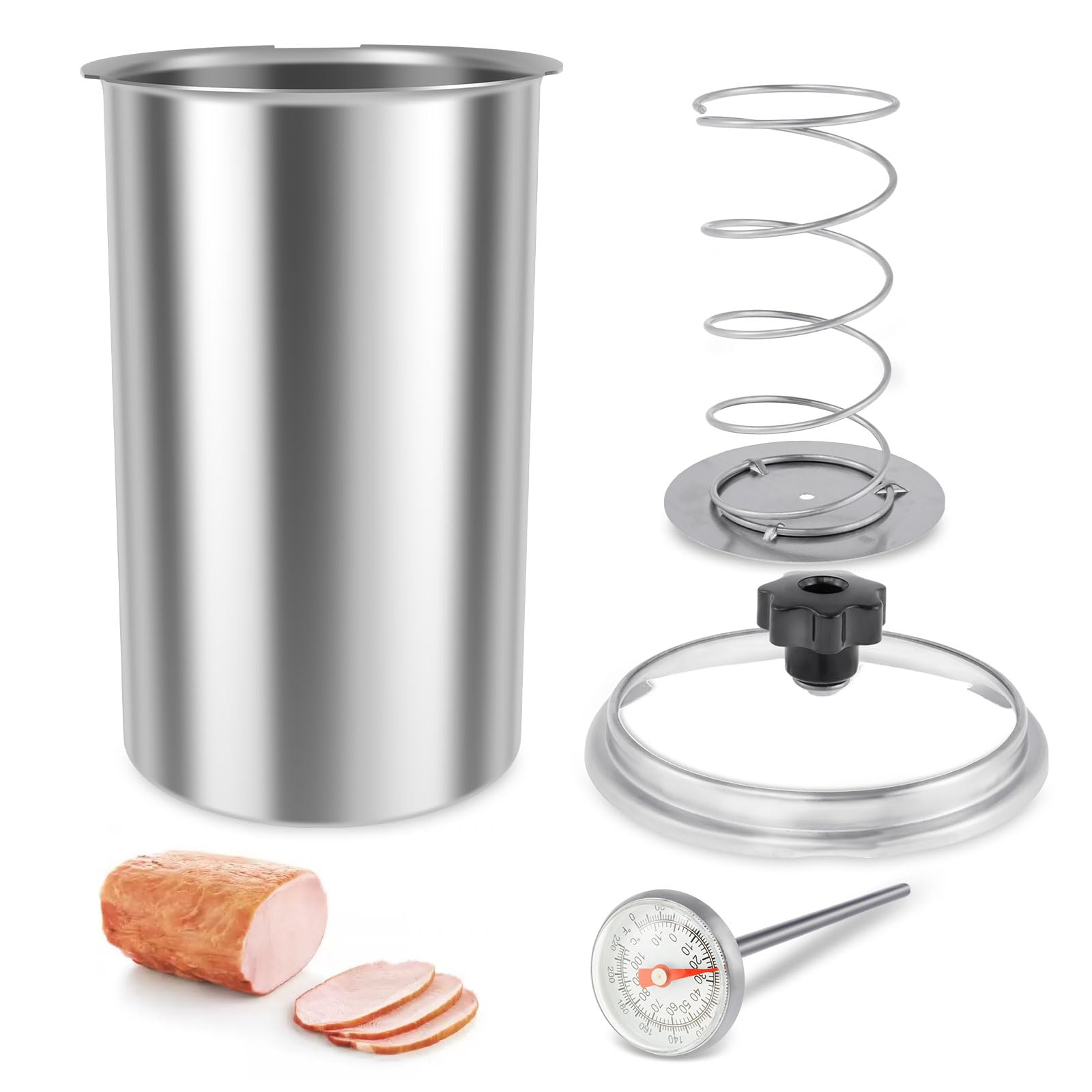 Ham Maker, Stainless Steel Meat Press Cooker with Thermometer, Heat Resistant Ham Press Maker, Multipurpose Deli Meat Presses for Home and Commercial Use