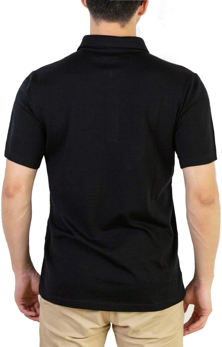 SHEEP RUN 100% Merino Wool Men's Lightweight Wicking Breathable Short Sleeve Polo Shirt - Image 2