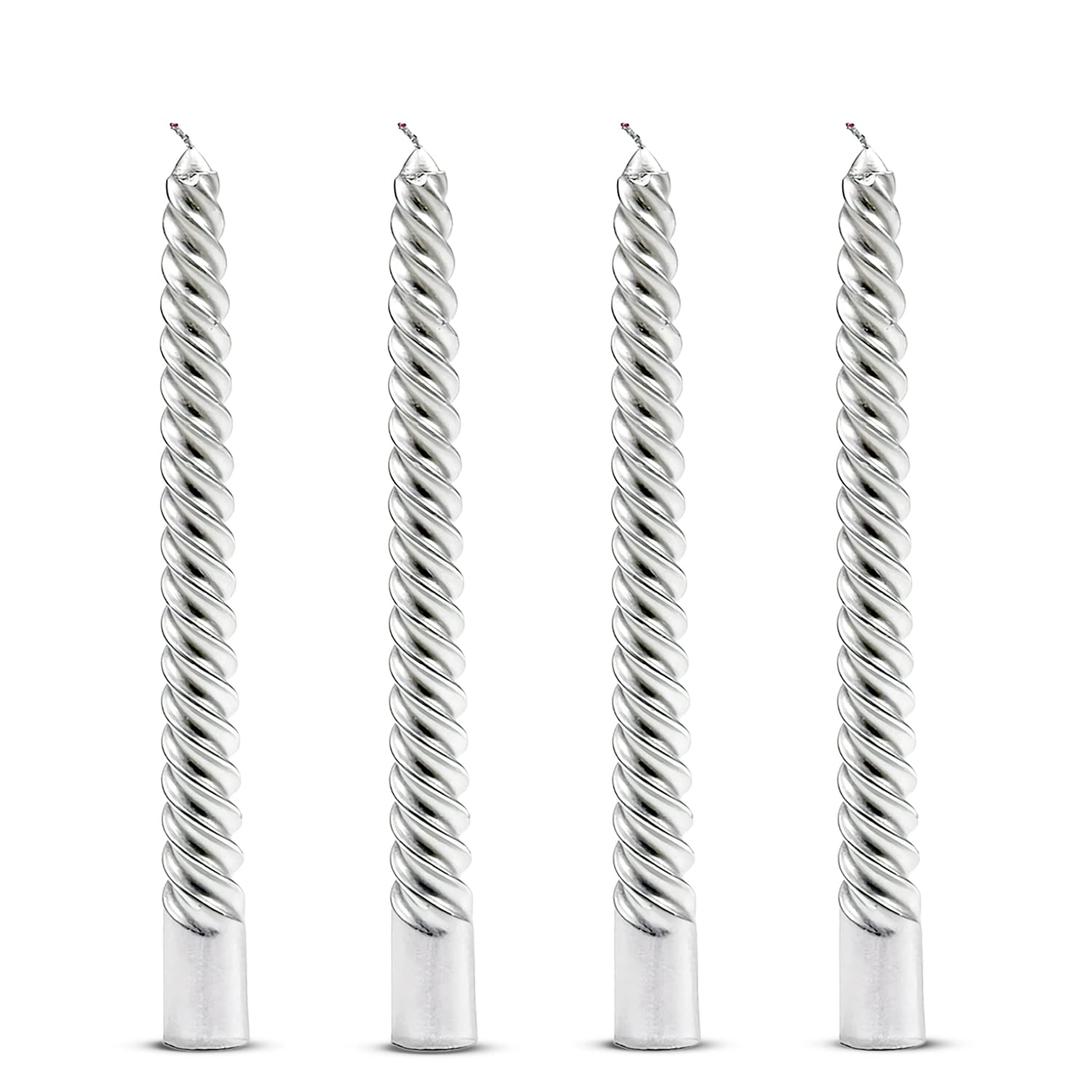 Winsome Silver Taper Candles Universal Spiral Candle Metallic Dripless Unscented Dinner Candles Paraffin Wax With Cotton Wicks Birthday Wedding Parties (Pack Of 1)